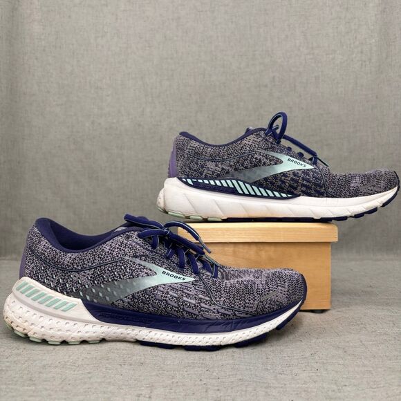 Brooks Adrenaline GTS 21 Shoes Purple White Mesh Running Sneaker Size 10‎ - Picture 1 of 10